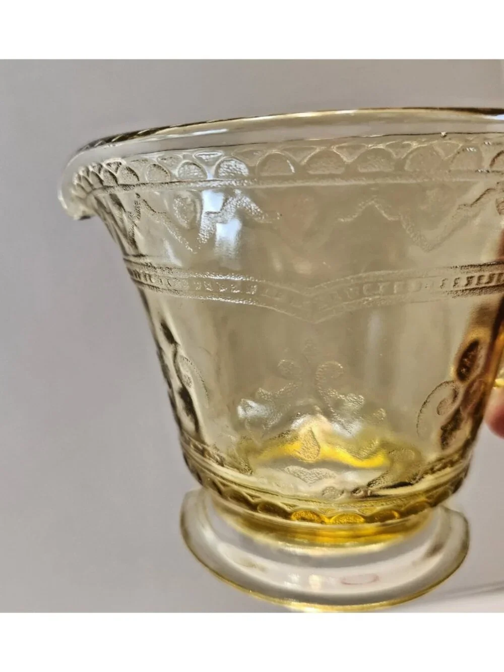 Federal Yellow/Amber Depression Glass Creamer & Open Sugar Set - Patrician  READ